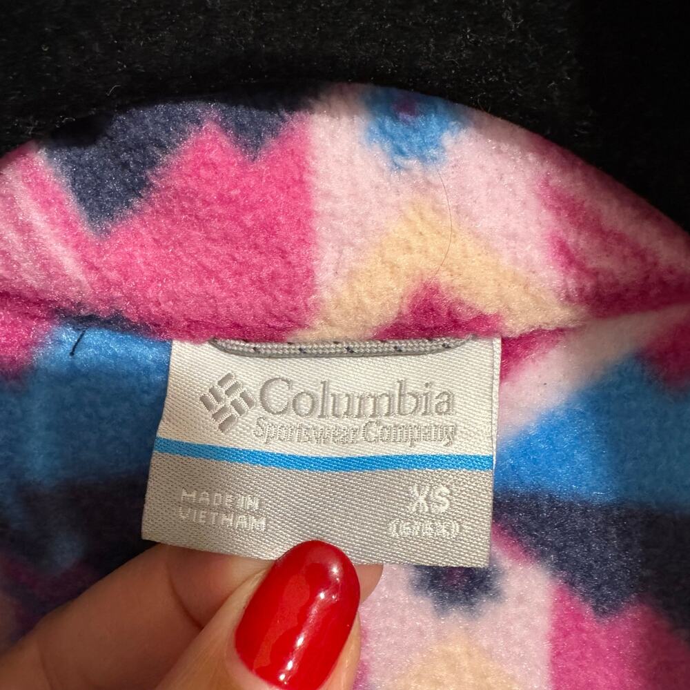 Columbia Girls Full Zip Up Fleece Jacket Pink Blue Kids Size Extra Small 6-6X - Picture 4 of 8